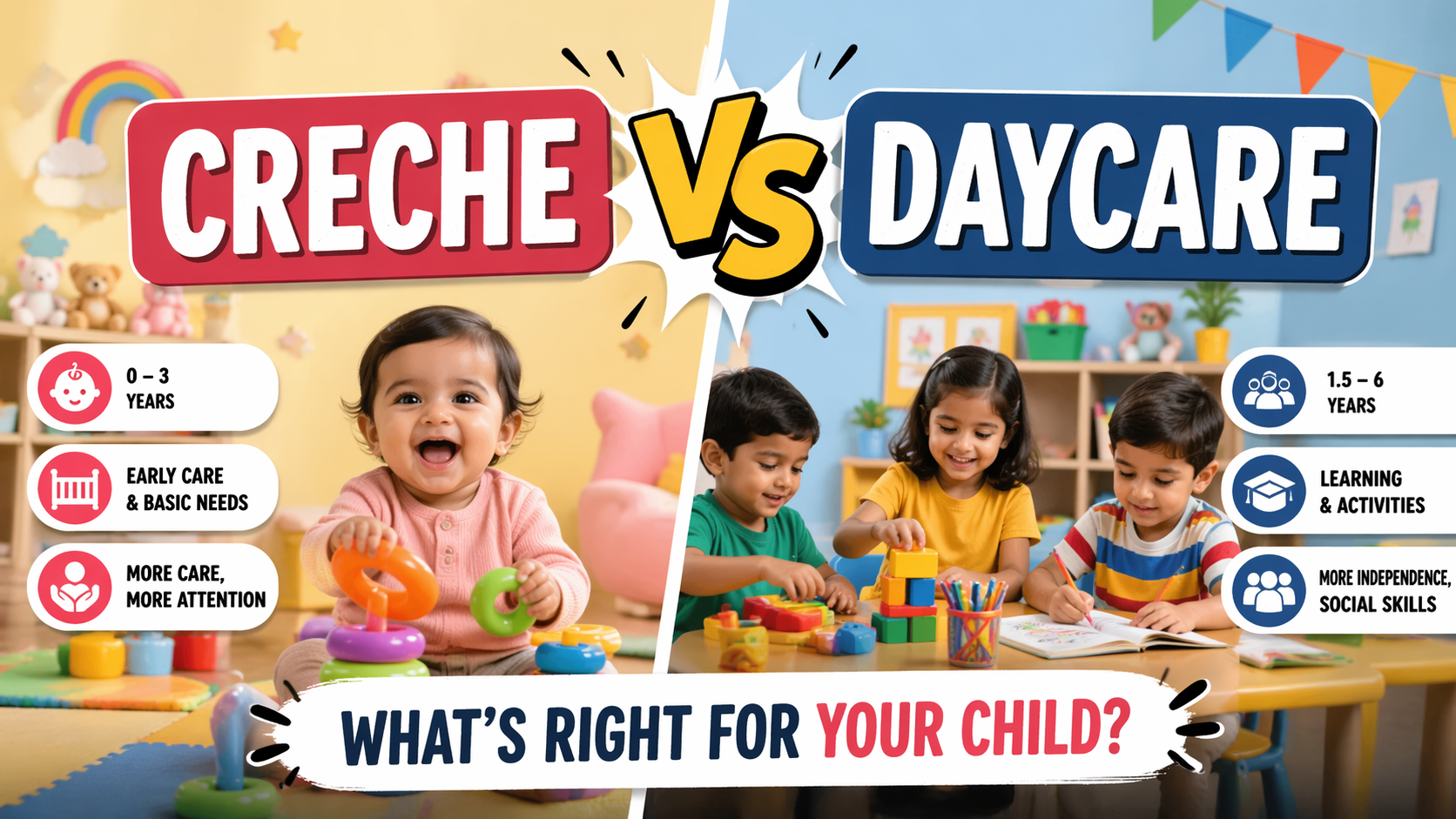 Creche vs daycare comparison for choosing the right childcare option
